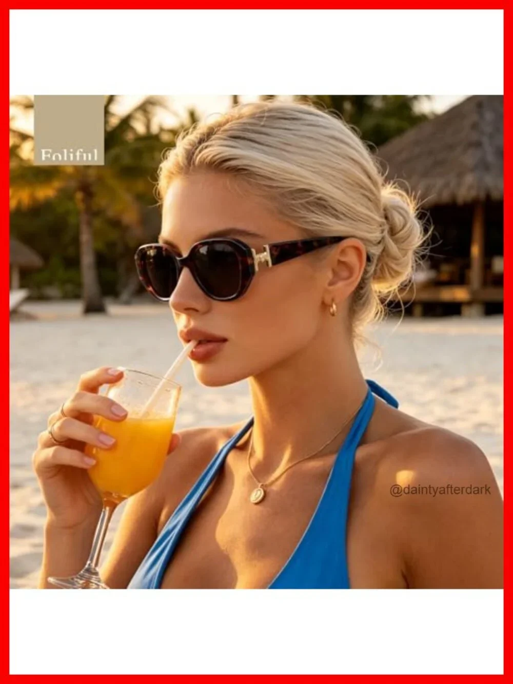 Oversized Polarized Square Frame Sunglasses UV Protection Women Trendy